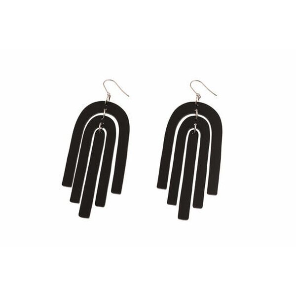 Littlebit Design kaarelliset MORE BLACK -koukkukorvakorut 100 mm