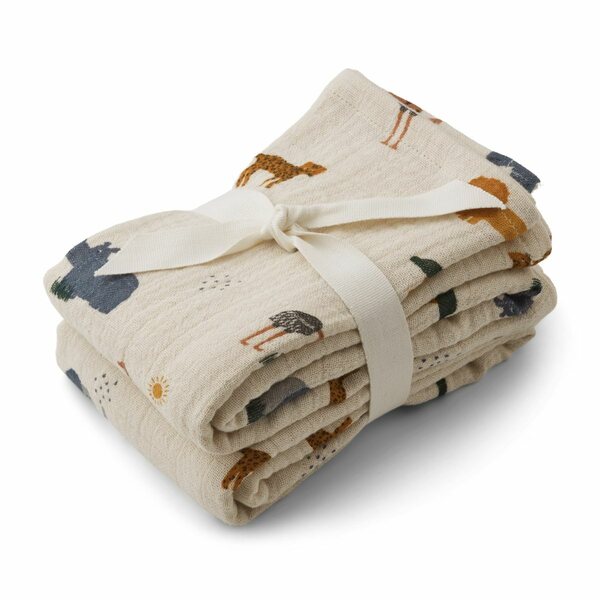 Liewood Lewis muslin cloth 2-pack, Safari sandy mix