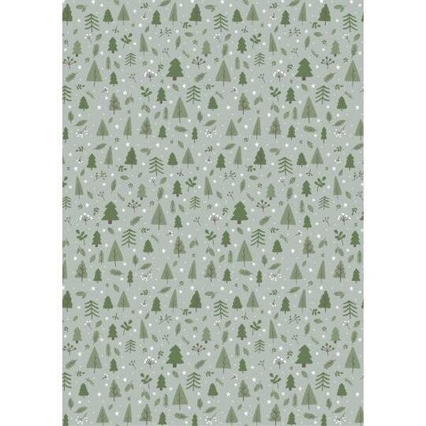 Ib Laursen green Christmas forest lahjapaperi 52,5 cm x 5 m
