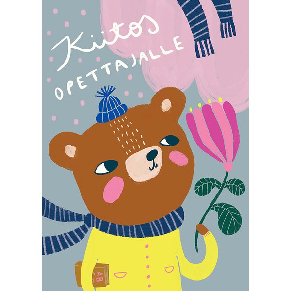 Mira Mallius Kiitos opettajalle -kortti, nalle