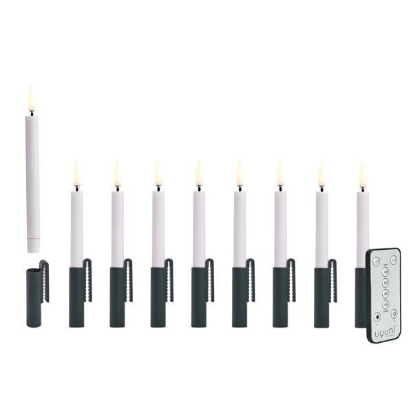Uyuni Led-kuusenkynttilät vihreillä klipseillä 9 kpl/pkt (sis. kaukosäädin), valkoinen