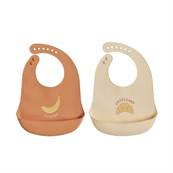 OYOY Yummy silicone bib pack of 2 19 x 27 cm, caramel/butter