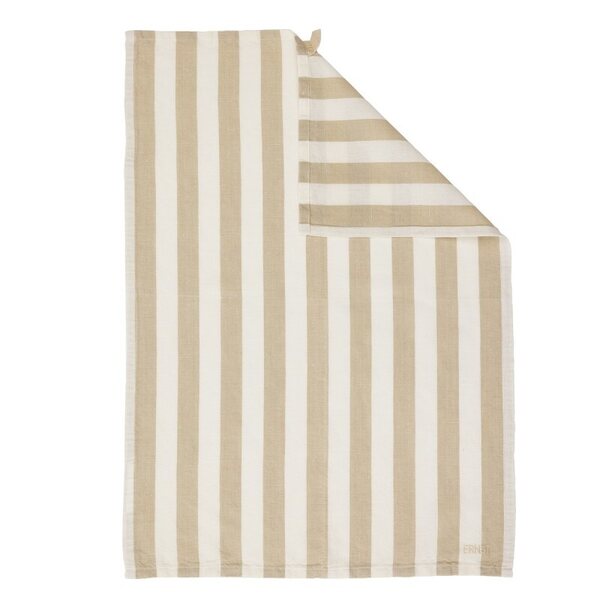 Ernst Striped kitchen towel, wide stripes 47 x 70 cm, beige/white