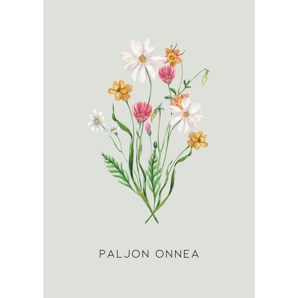 Paljon onnea kortti, kukat
