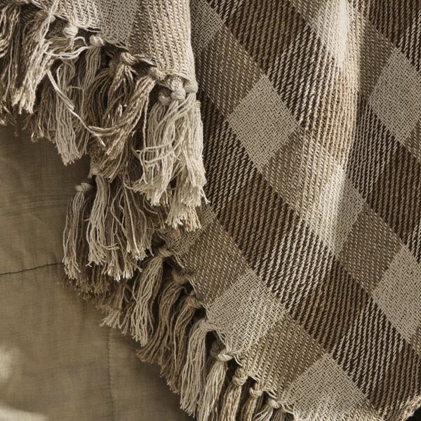 Ib Laursen cotton blanket 130 x 160 cm, off-white/beige/brown