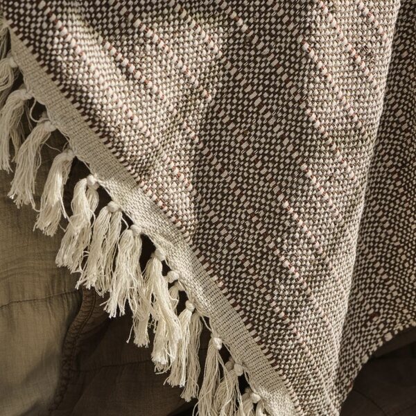Ib Laursen Cotton blanket 130 x 160 cm, off-white/brown/rust