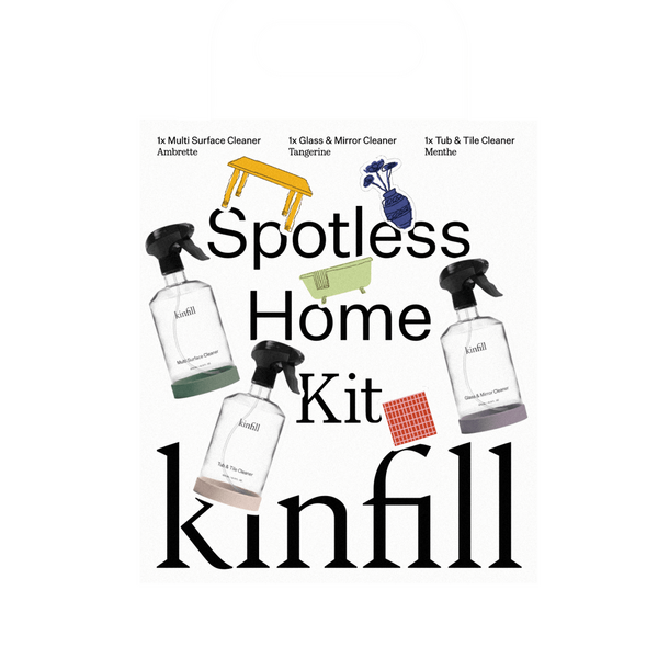Kinfill Spotless Home Bundle aloituspakkaus (3 pulloa + 3 tiivistettä)
