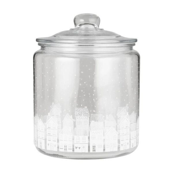 Ib Laursen Glass jar with lid Christmas town 4 l