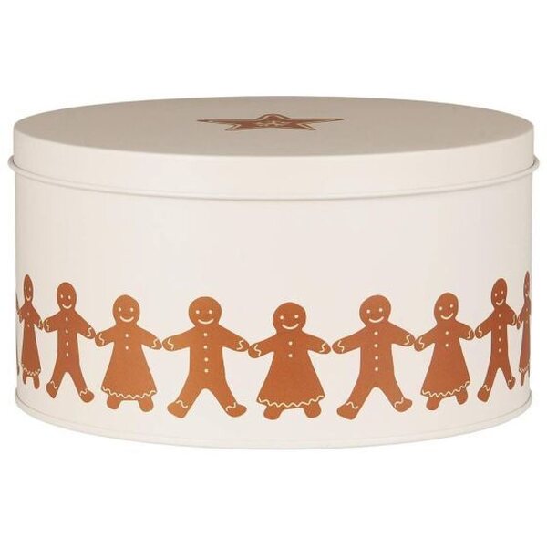 Ib Laursen Metal jar with lid gingerbread , round