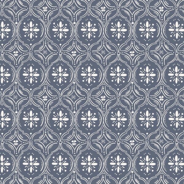 Ib Laursen Blue tile gift wrapping paper 52,5 cm x 2 m