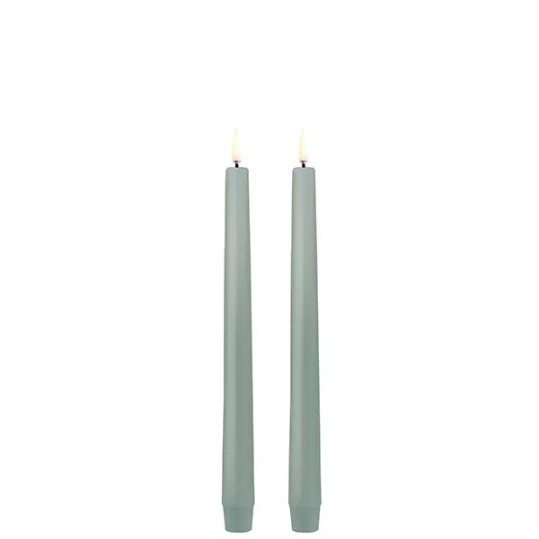 Uyuni Led taper candle 25 cm 2 pcs/pkt, dusty green