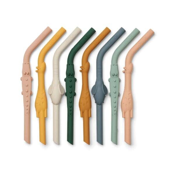 Liewood Carlson All Together silicone straws 8 pcs/pkt, yellow mellow multi mix