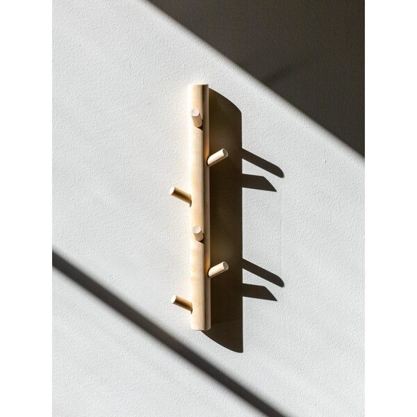 Eco & Pop Vertical wall hanger 6 knobs 3,5 x 42 cm, birch