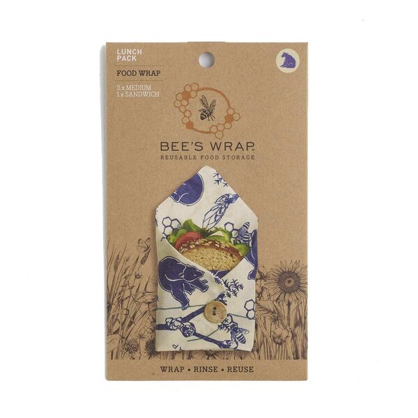 Bee`s Wrap Mehiläisvahakääre, lunch pack bees and bears