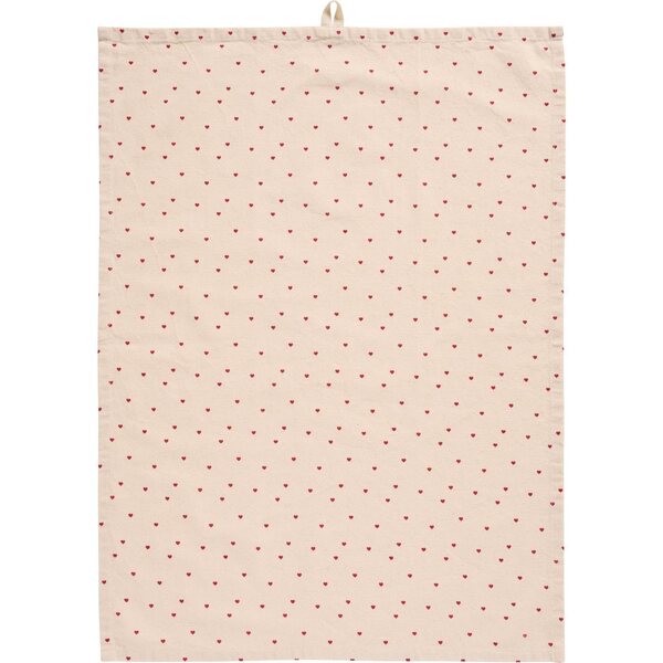 Ib Laursen Valentin kitchen towel 50 x 70 cm, off-white/red hearts