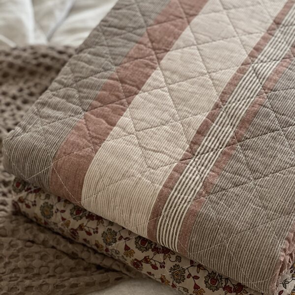 Ib Laursen Quilted blanket 130 x 180 cm, beige/brown/rust