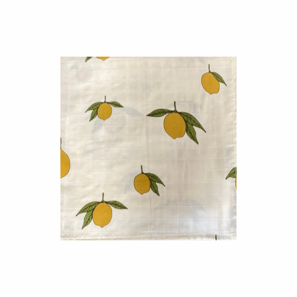 Konges Slojd Mon grand citron muslin cloth 65 x 65 cm, off-white/yellow/green