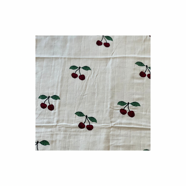 Konges Slojd Ma grande cerise muslin 65 x 65 cmt, off-white/red/green