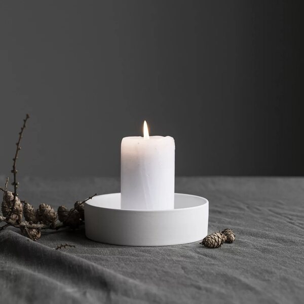 Storefactory Storm candle plate, white 15 x 4 cm