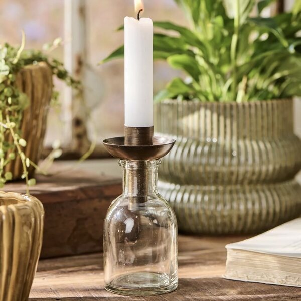 Ib Laursen candlestick for bottle round 7 x 5,5 cm antique gold