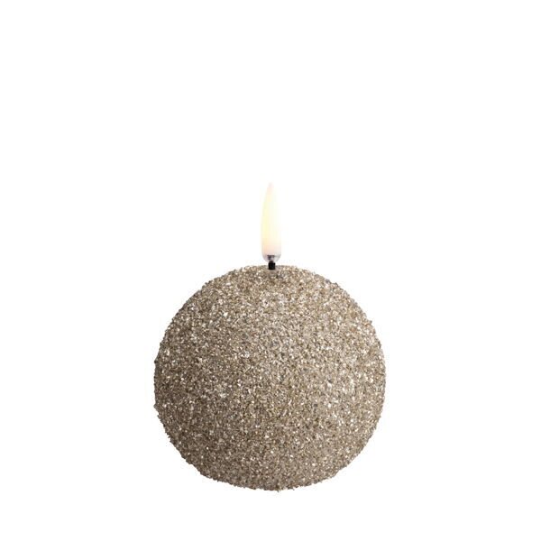Uyuni Led-kynttilä pallo glitterillä 7 x 7 cm, shampanja