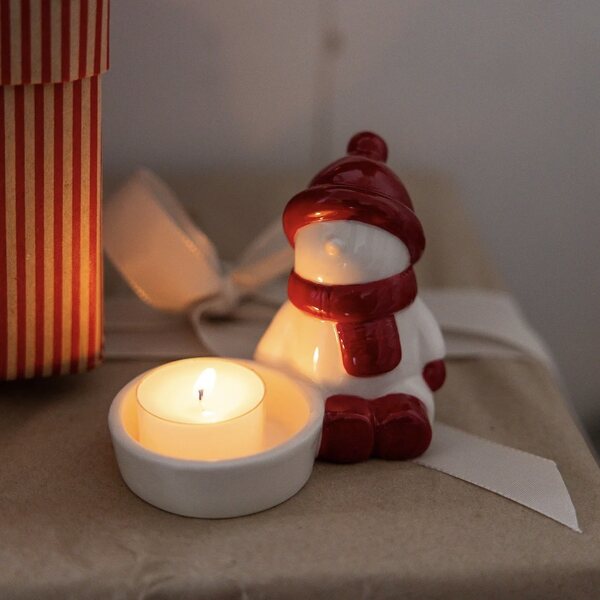 Storefactory Vidar candleholder 10 x 9 x 9 cm, red/white
