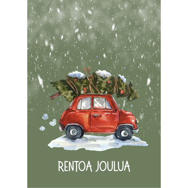 Rentoa joulua joulukortti, auto