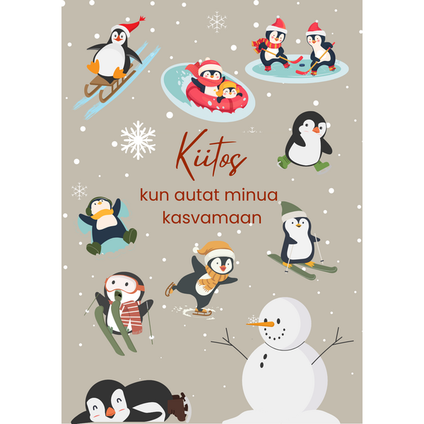 Kiitos kun autat minua kasvamaan joulukortti, kollaasi
