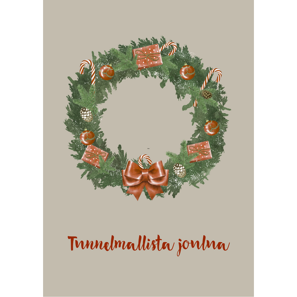 Tunnelmallista joulua joulukortti, kranssi