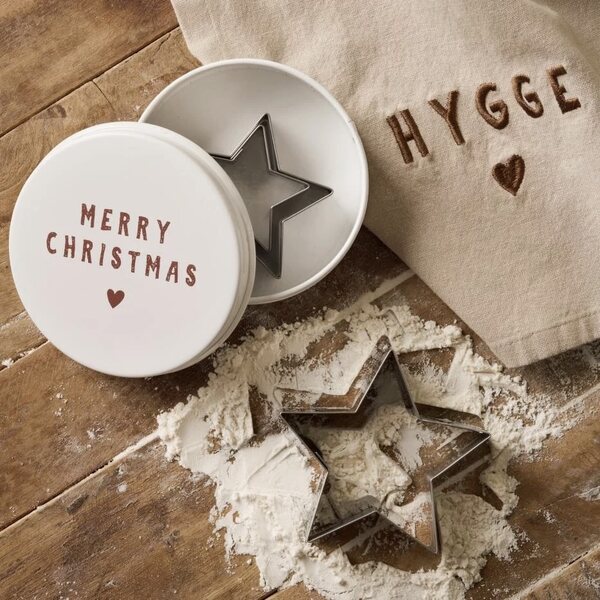 Ib Laursen Tin box with 3 star cookie cutters, Merry Christmas