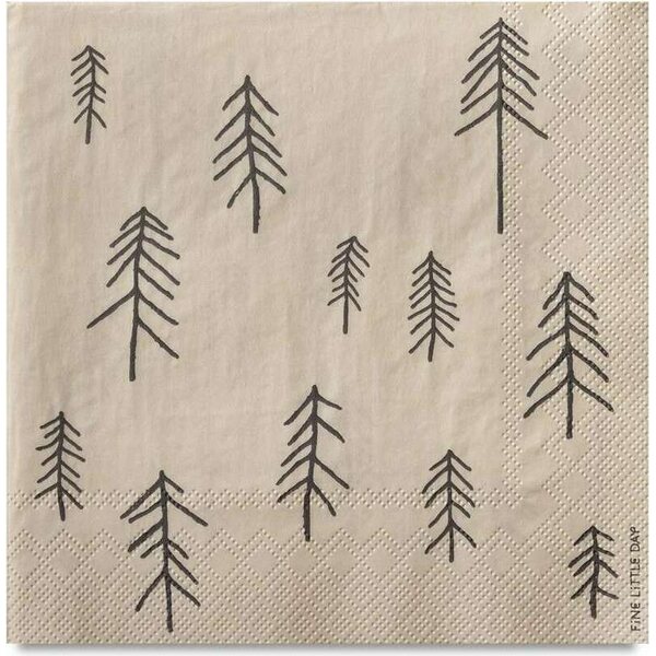Fine Little Day Tall servetit 33 x 33 cm 25 kpl/pkt, hiekka/ruskea