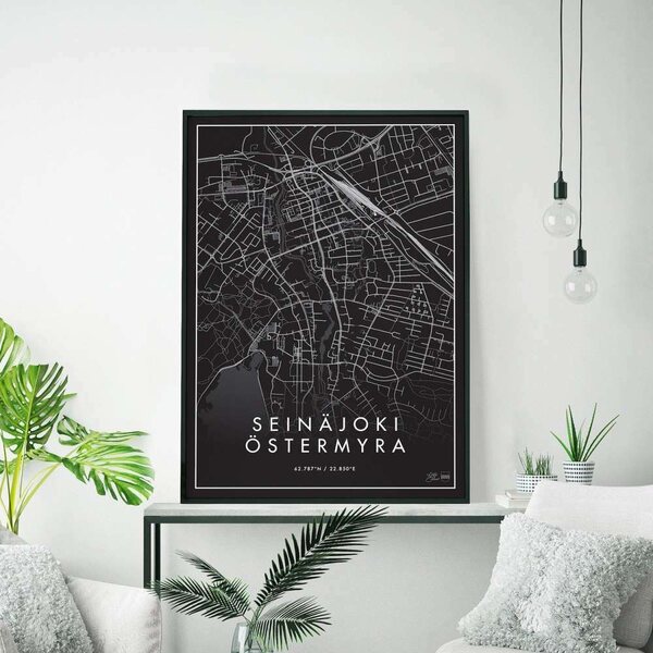 Påster Minimalistinen seinäjoki -juliste 50 x 70 cm, musta
