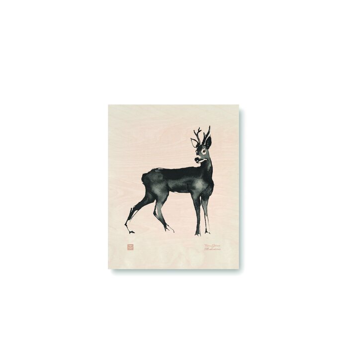 Teemu Järvi Deer plywood poster 24 x 30 cm