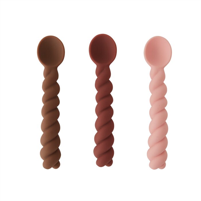 OYOY Mellow ensilusikka 3 kpl/pkt muskottipähkinä/rosa/suklaa MALLIKAPPALE