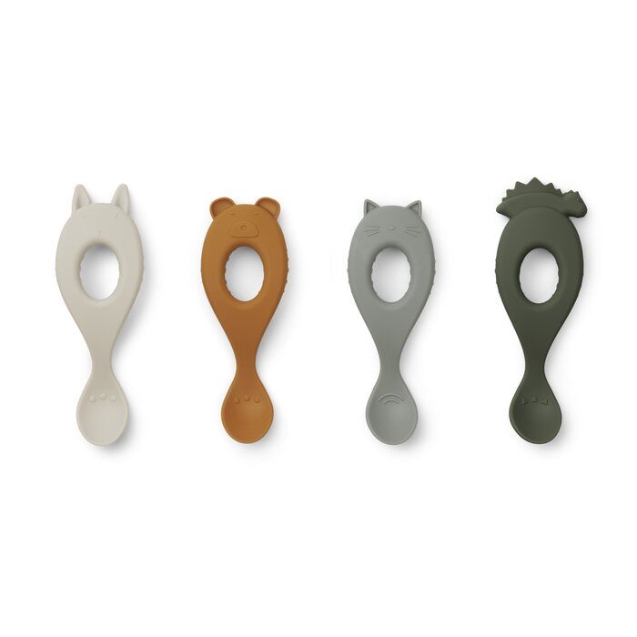 Liewood Liva silicone spoon 4 - pack, Hunter green mix