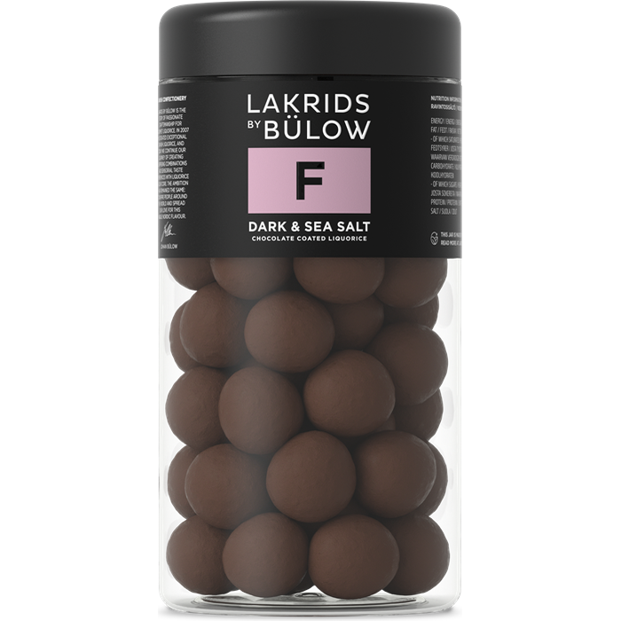 Lakrids By Bulow F - Dark & seasalt suklaakuorrutteinen lakritsi 295 g, regular