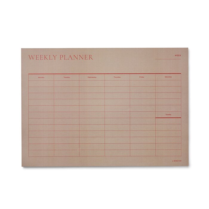 Liewood Kirby weekly planner A4, Pale tuscany / Apple red