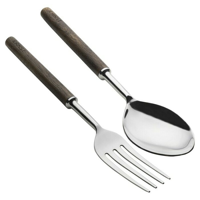 Ernst fork and spoon for salad dark brown wood/steel