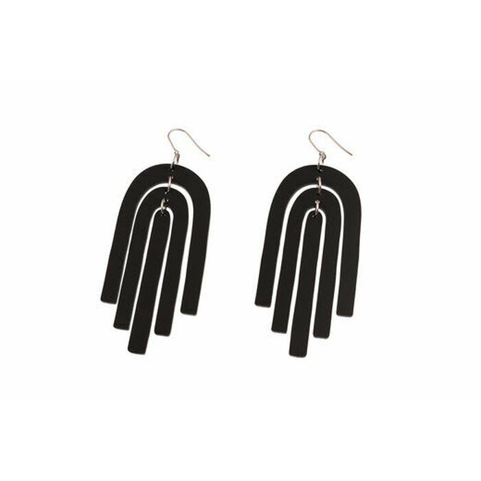 Littlebit Design arc shaped MORE BLACK -hook earrings 100 mm