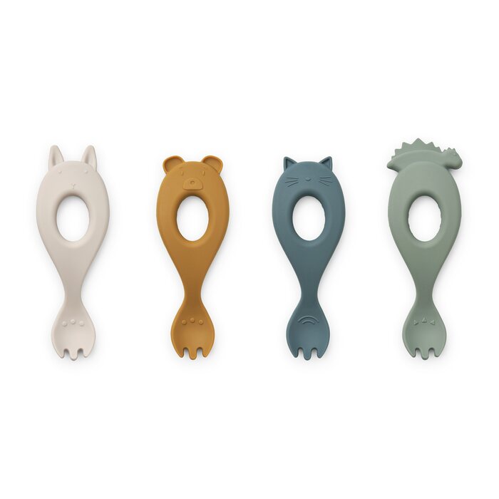Liewood Liva silicone fork 4 - pack Faune green multi mix