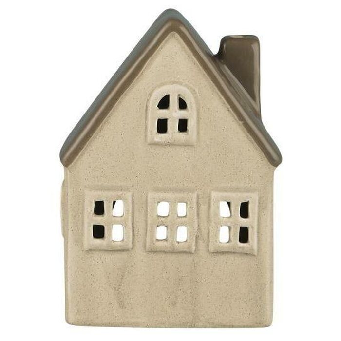 Ib Laursen Talo kynttilälyhty pellava 4 ikkunaa, 7,8 x 15,5 x 10 cm
