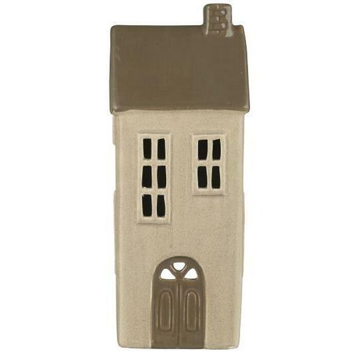Ib Laursen Talo kynttilälyhty pellava 2 ikkunaa, 7 x 27 x 9 cm