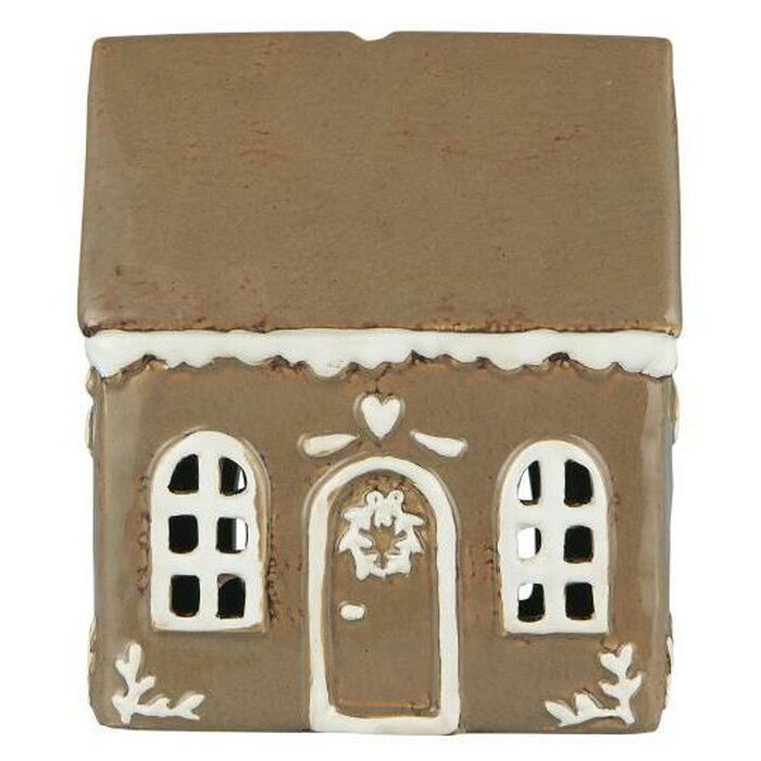 Ib Laursen Talolyhty beige ovikranssilla, 8 x 14 x 11,5 cm