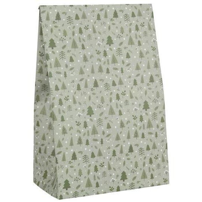 Ib Laursen Lahjapussi green Christmas forest M 18 x 28,5 x 10,5 cm