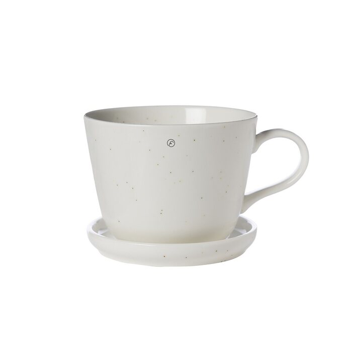 Ernst coffee mug with plate 9 x 7 cm, vanilla/dots