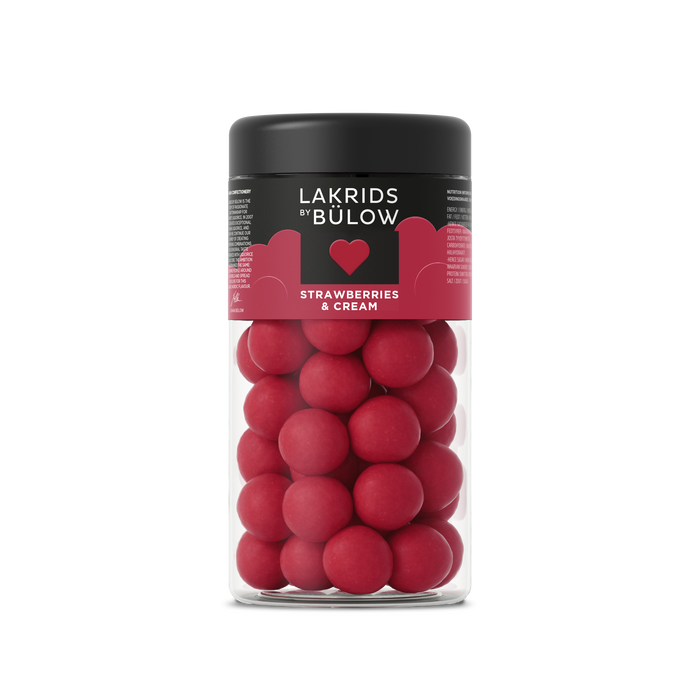 Lakrids By Bulow LOVE strawberries & cream suklaakuorrutteinen lakritsi 295 g, regular