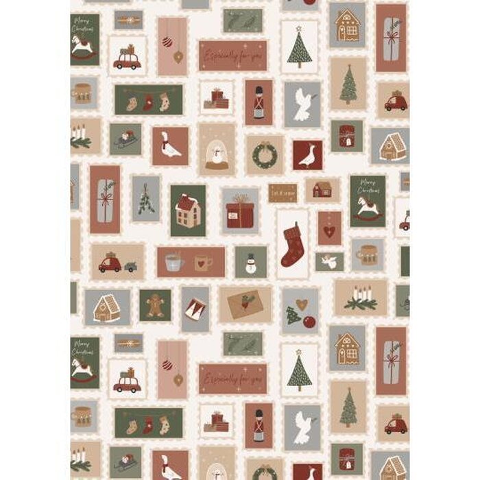 Ib Laursen Christmas stamps gift wrapping paper 52,5 cm x 2