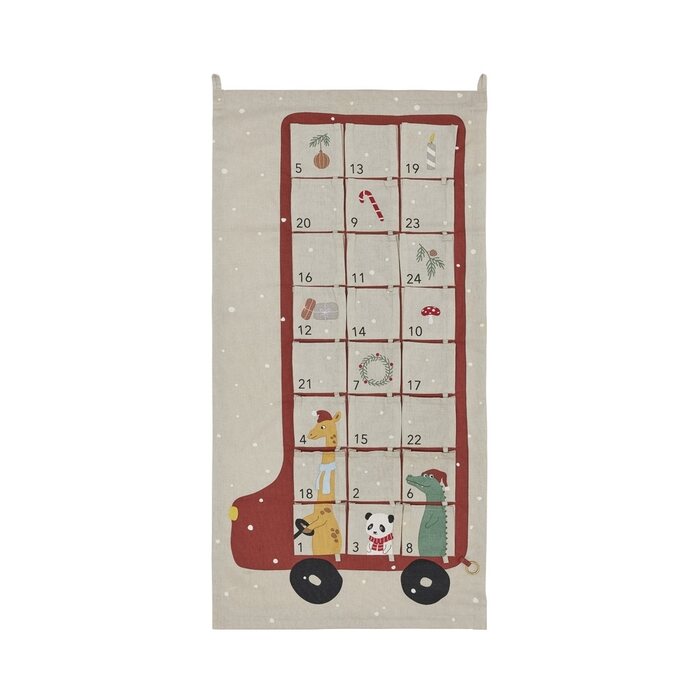 OYOY Bus Christmas calendar 52 x 104 cm