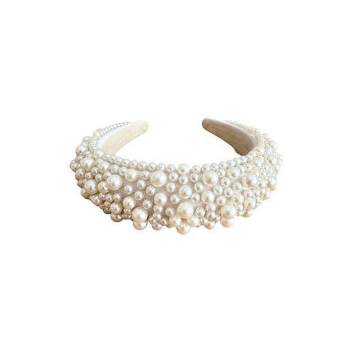 Pearly hairband with pearls, white