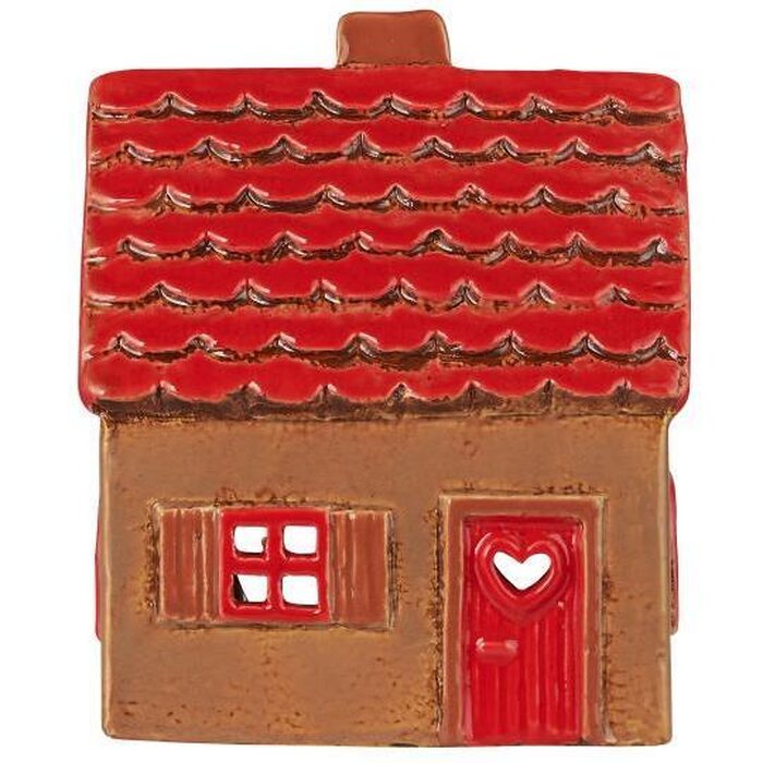 Ib Laursen House w/tealight red roof and red door, 8 x 14,5 x 11 cm